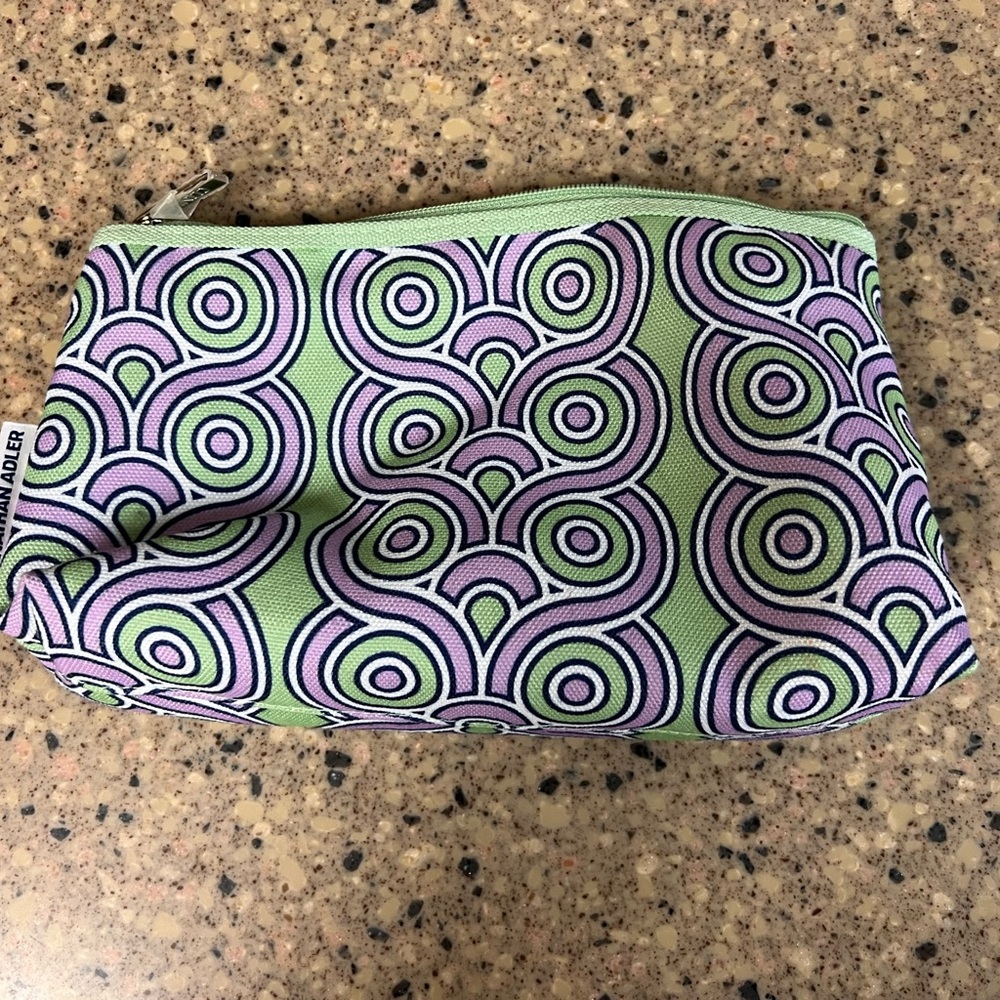Clinique Green And Purple Patterned Cosmetic Bag- Nwot